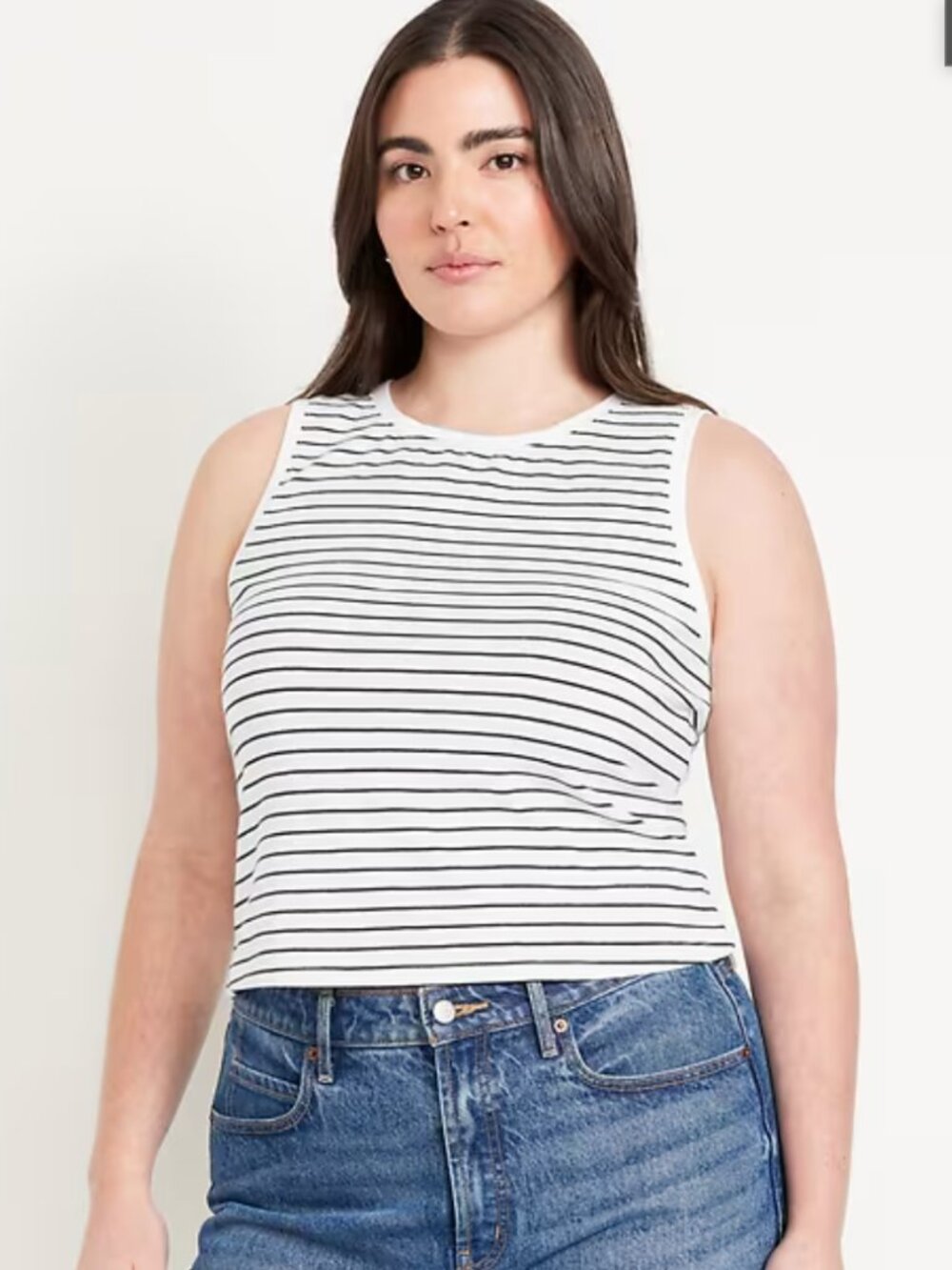 Old Navy Cream With Black Stripes Bestee Tank Top Women's US Size L